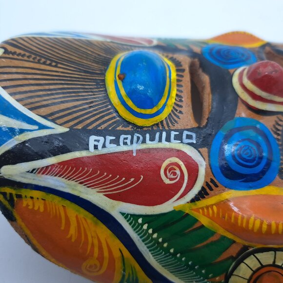 Tribal Wall Mask From Acapulco-Ceramic - Picture 8 of 11